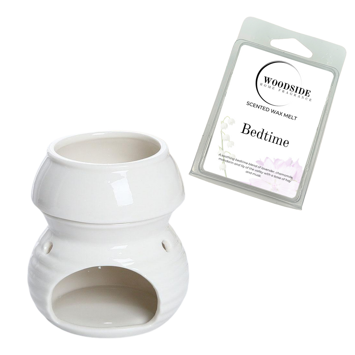 Woodside Home Living - Wax Melt Burner Crusader Exclusive - White, bedtime