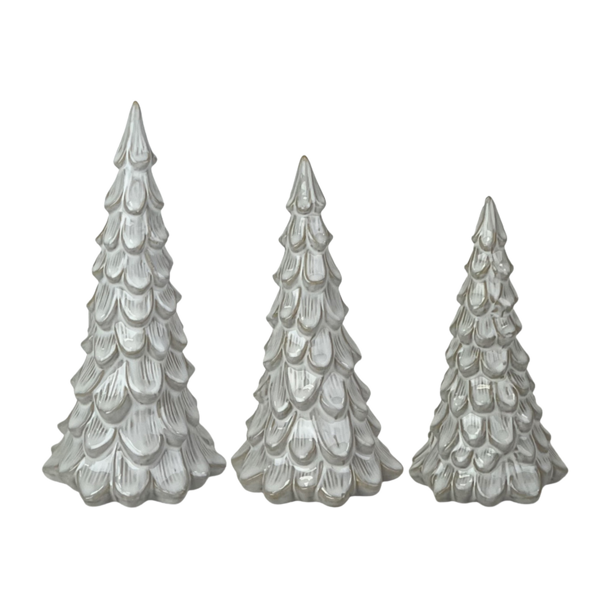 Glazed Ceramic Tree Ornaments with Textured Detail