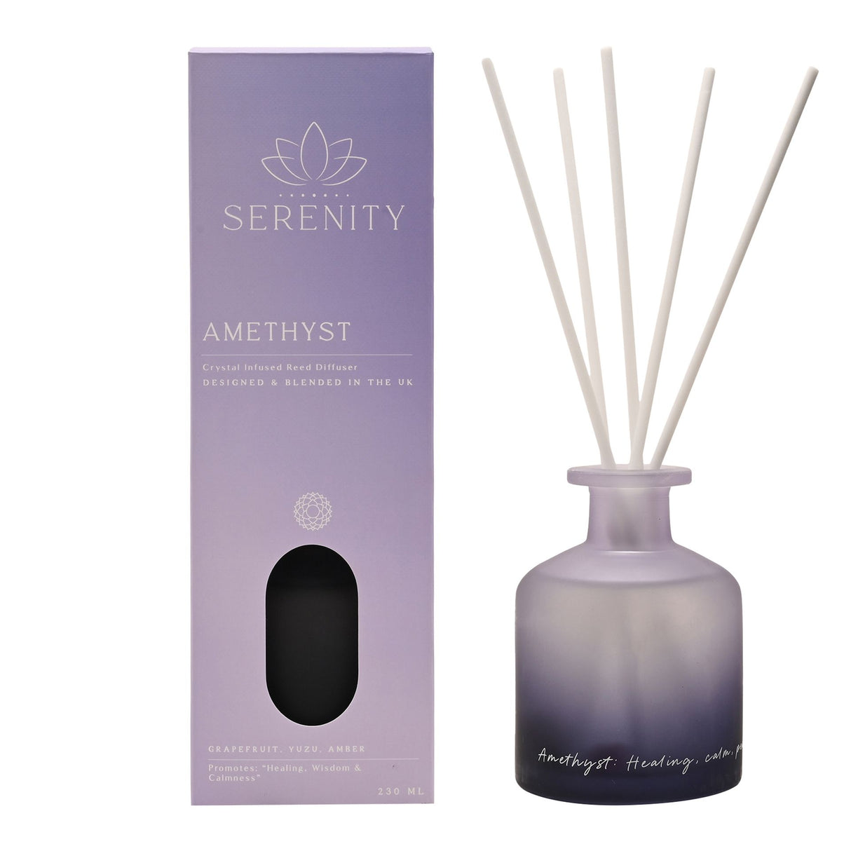 Serenity Crystal Infused Reed Diffuser 230ml - Amethyst