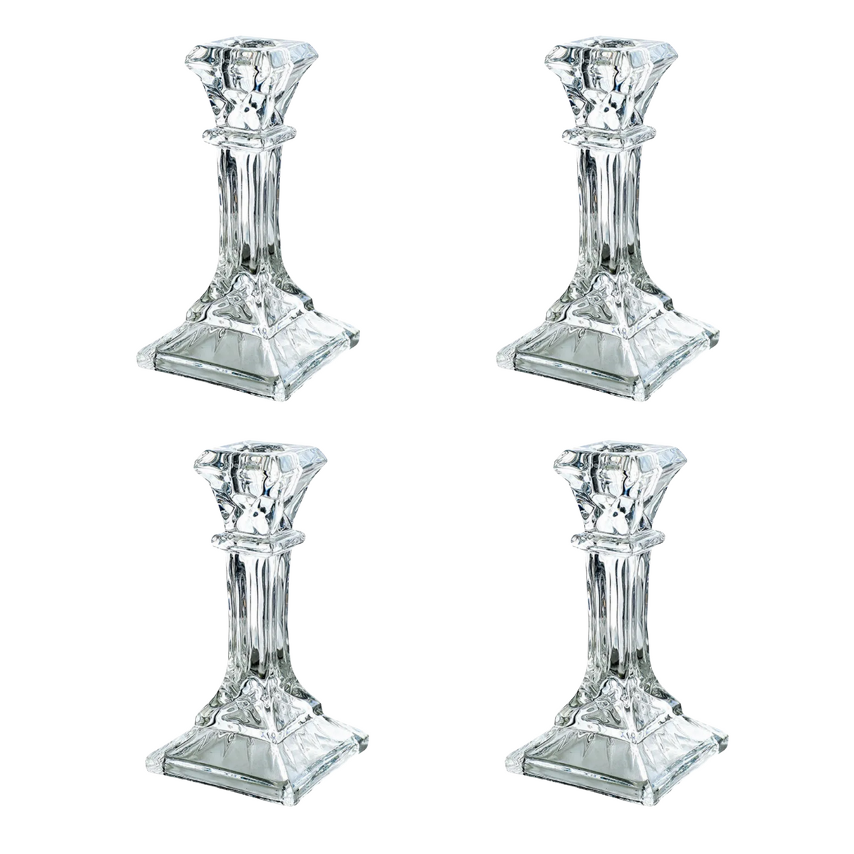 Woodside Home Living Modern Style Glass Dinner Candle Holder set of 4