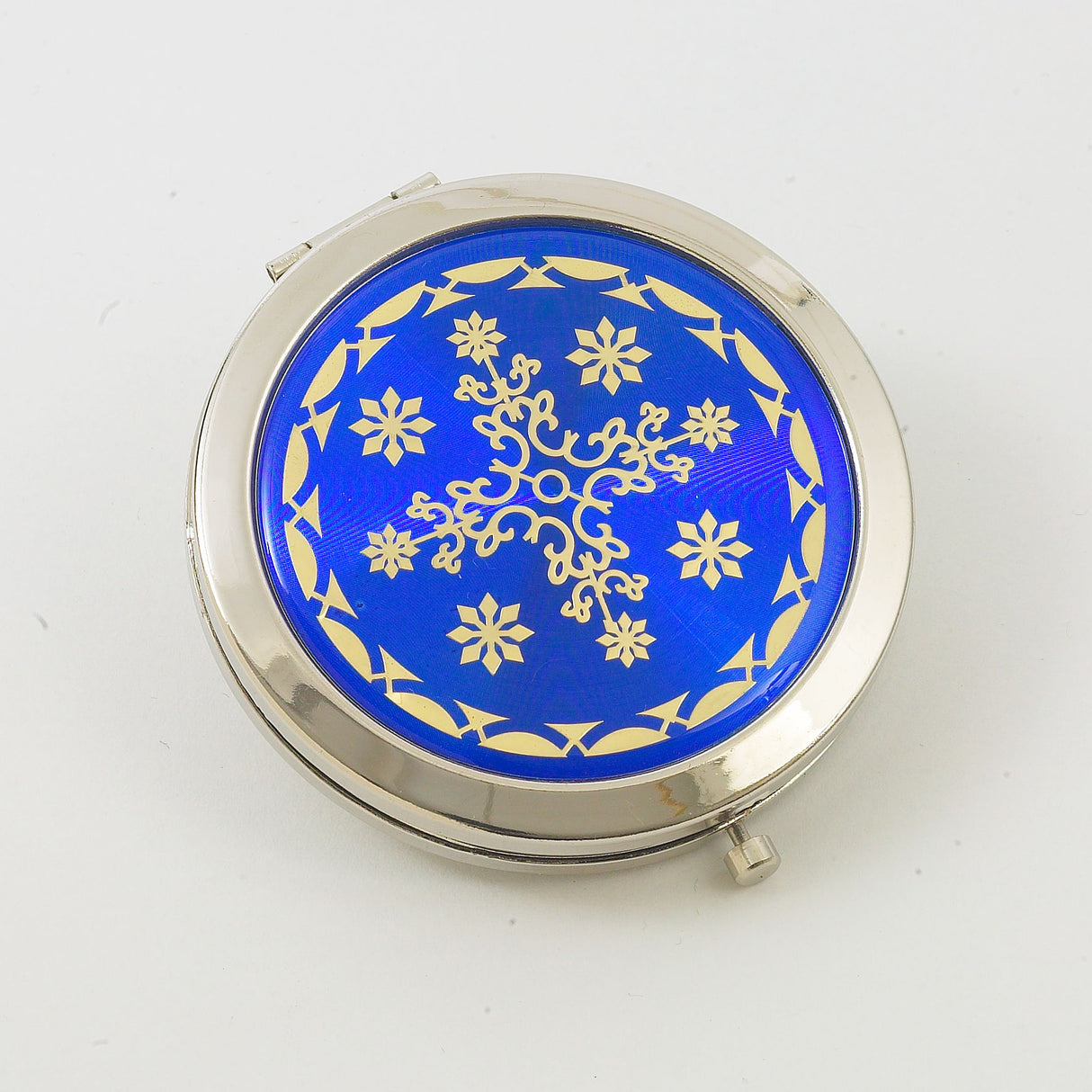 Compact Mirror - Blue & Gold Pattern