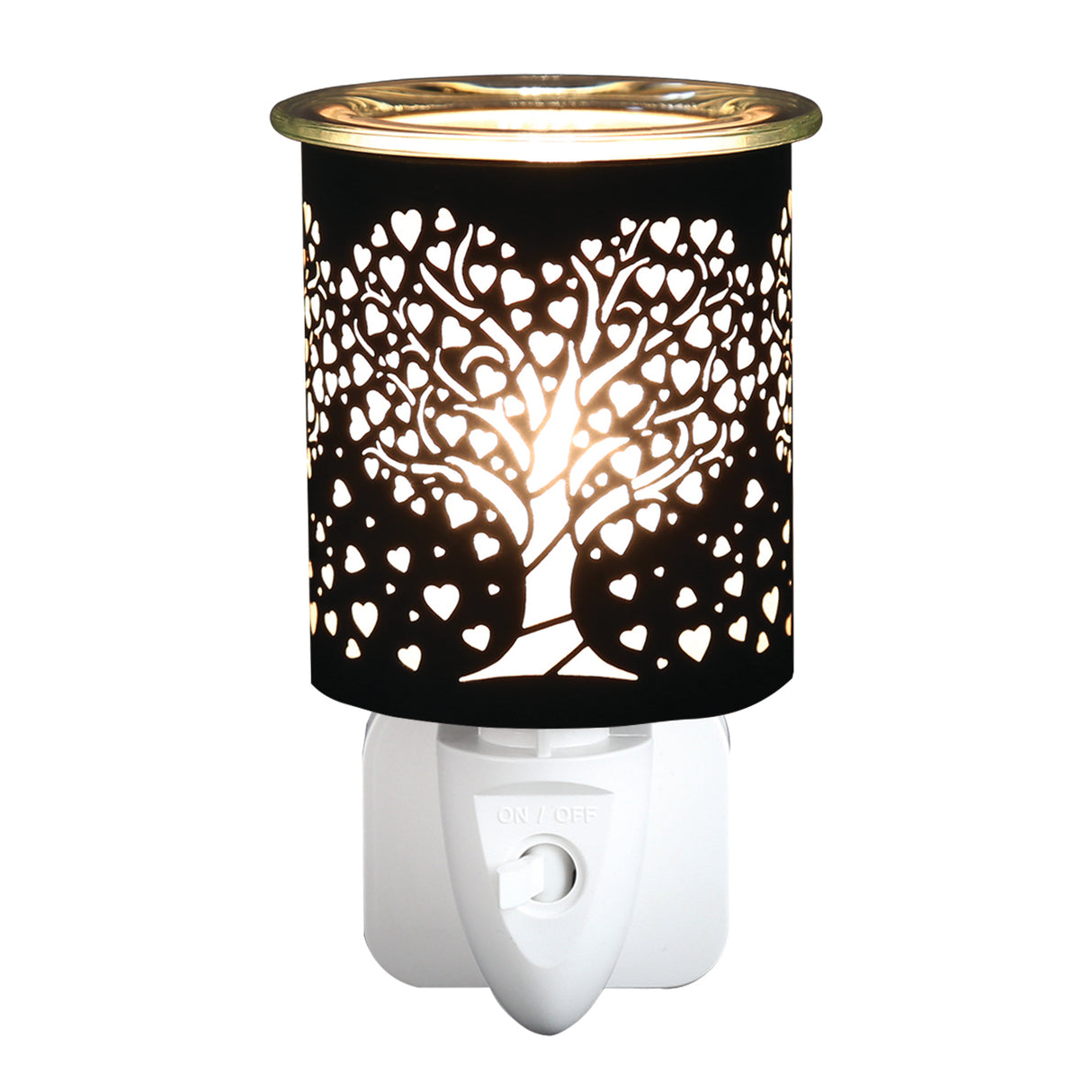Aroma Electric Wax Melt Burner Plug In - Black & Gold Heart Tree
