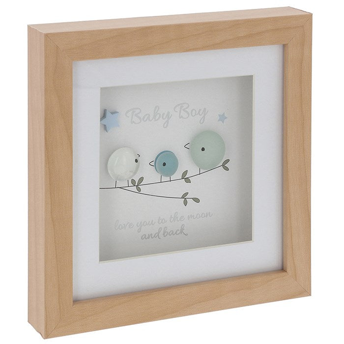 Pebble Glass Square Plaque - Baby Boy