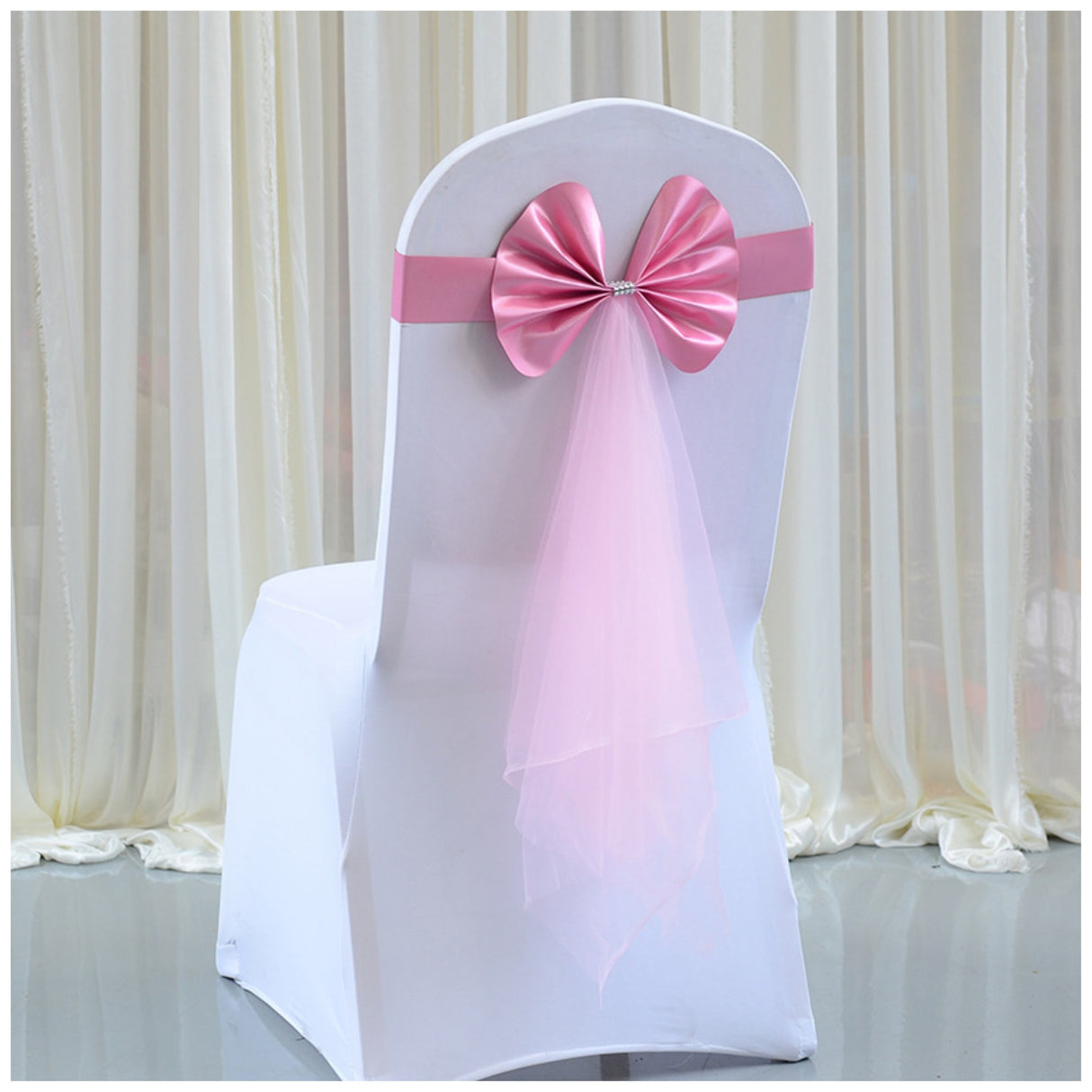 Stretch Chair Cover Band with Satin Bow - Various Colours