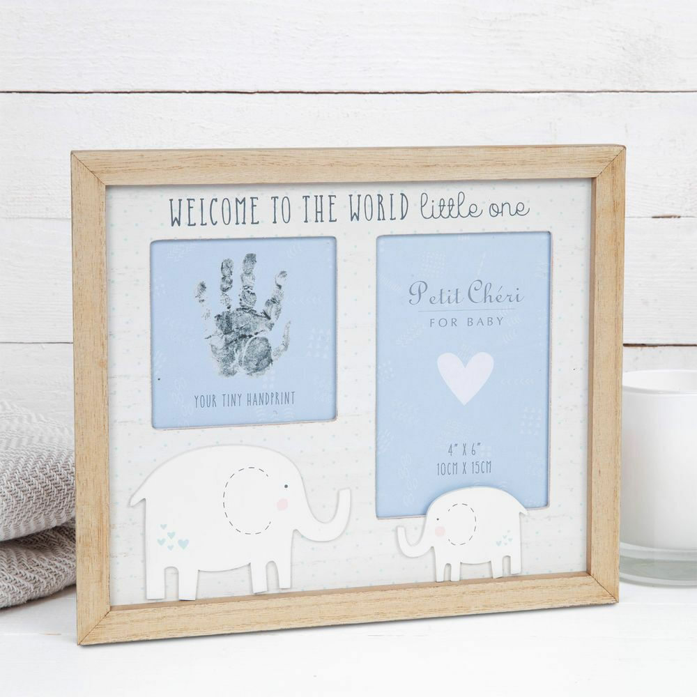 Petit Cheri Hand Print & Photo Frame 4" x 6" - New Baby Boy or Baby Girl Gift