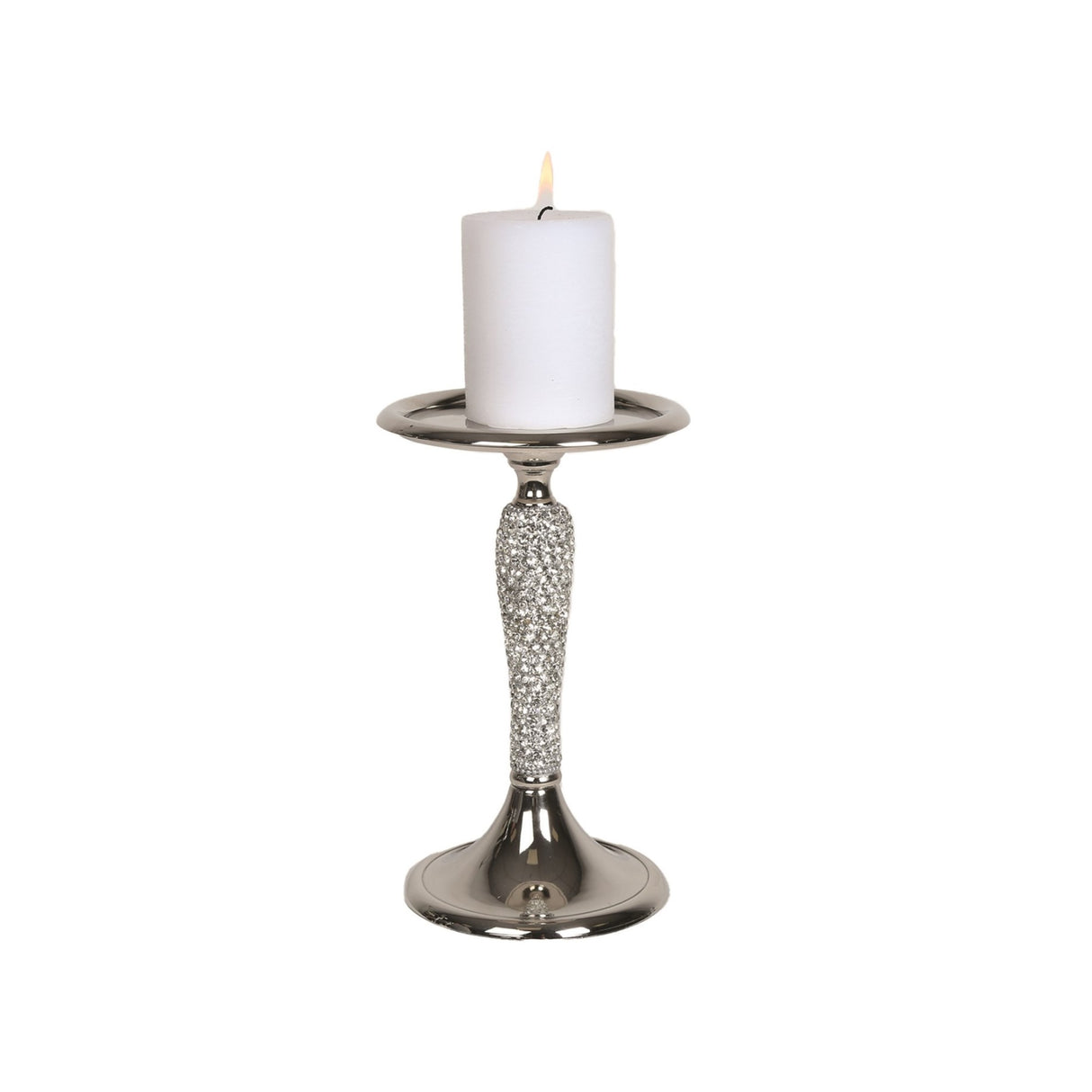 Silver & Jewel Pillar Candle Holder - Various Sizes