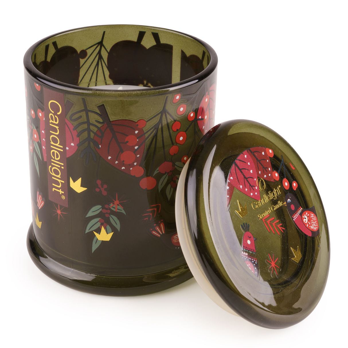 Candlelight Large Glass Jar Candle - Christmas Birds