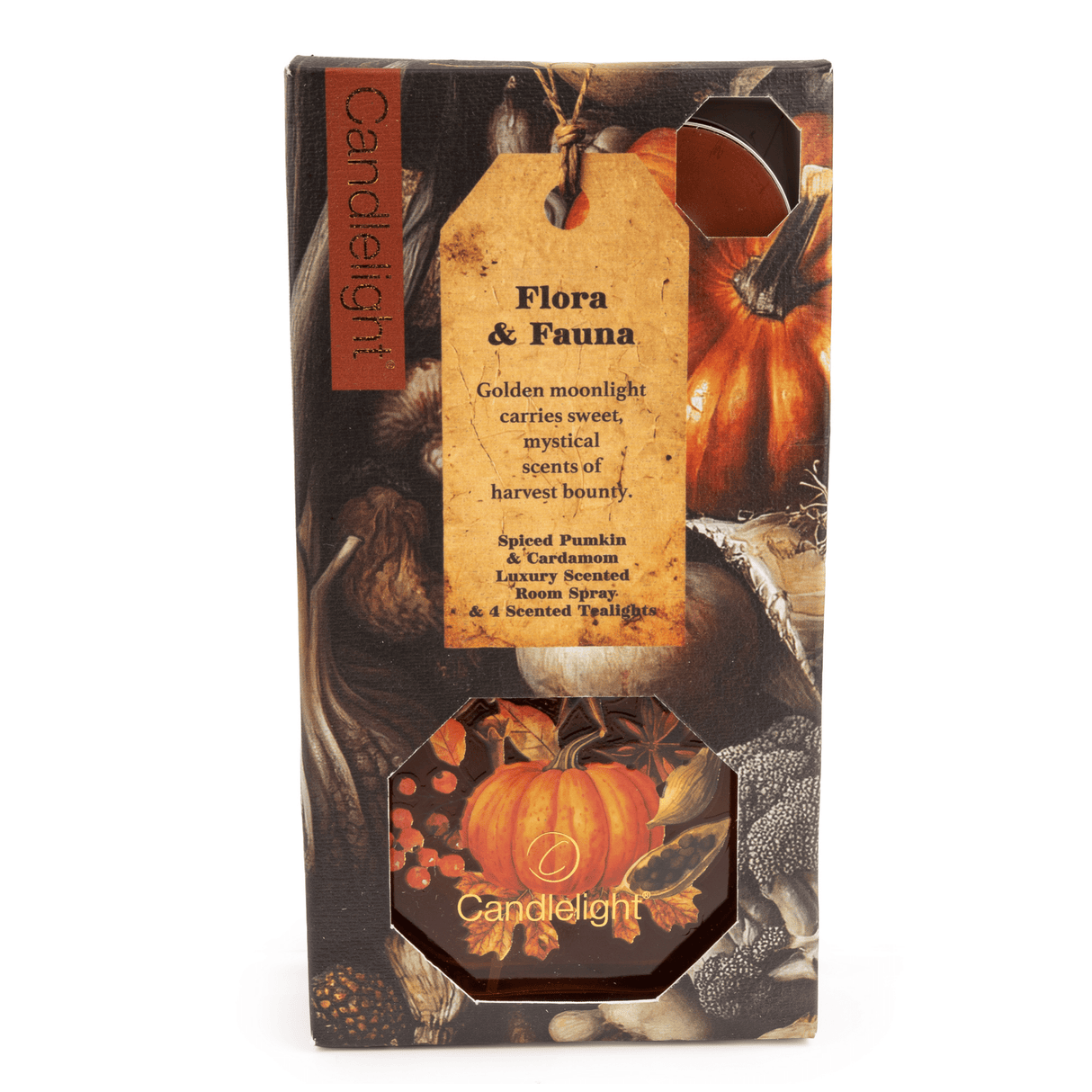 Candlelight Autumnal Room Spray & Tealight Gift Set - Pumpkins Flora & Fauna