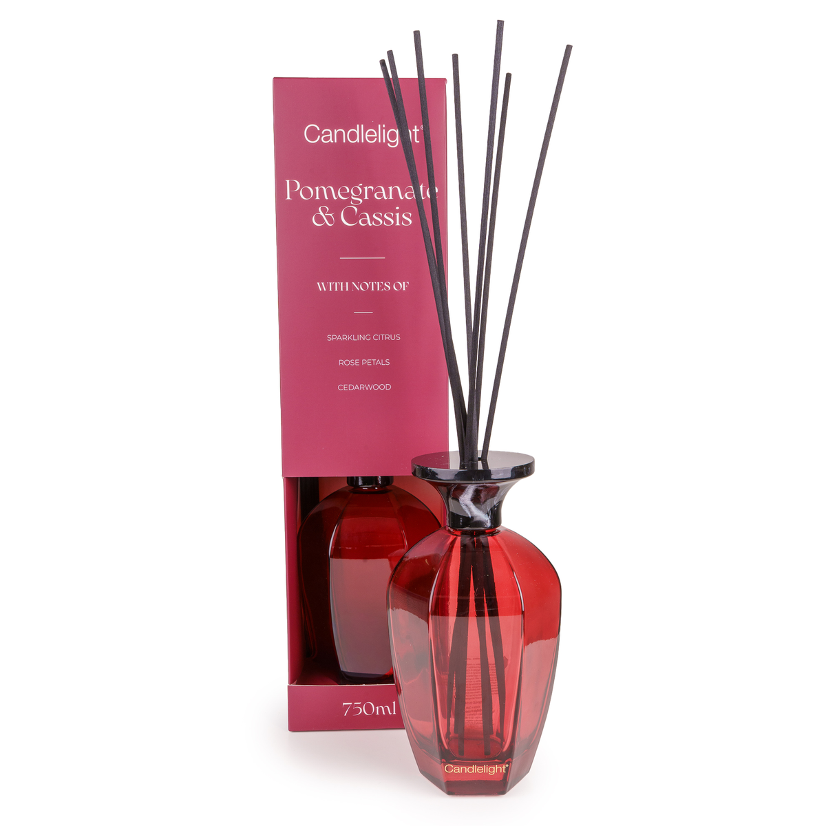 Candlelight 750ml Hexagonal Reed Diffuser - Pomegranate & Cassis