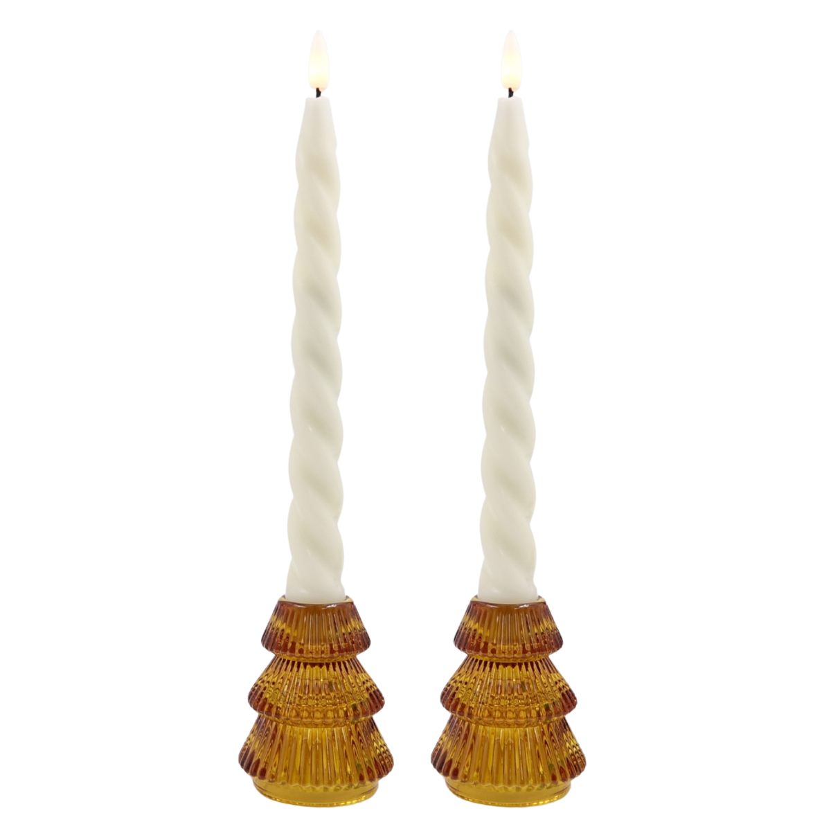 Small Christmas Tree Candle Holders - Set of 2 Champagne Gold