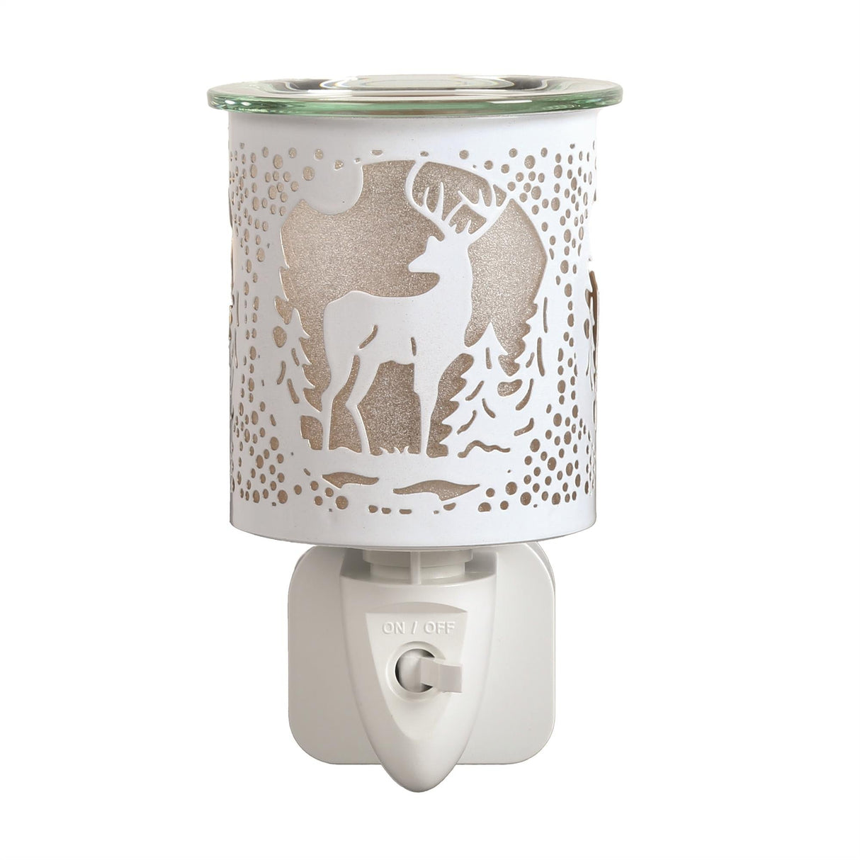 Aroma Electric Wax Melt Burner Plug In - White & Gold Stag