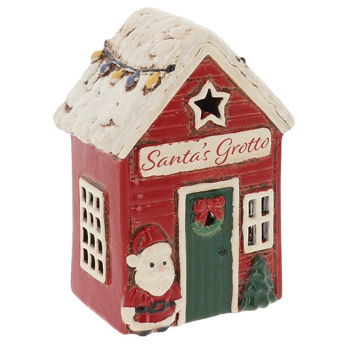 Village Pottery Christmas Collection Tea Light Holder - Santa's Grotto