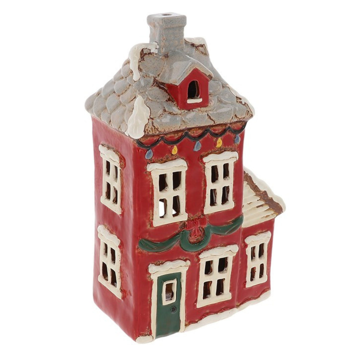 Village Pottery Christmas Wreath House Tea Light Holder