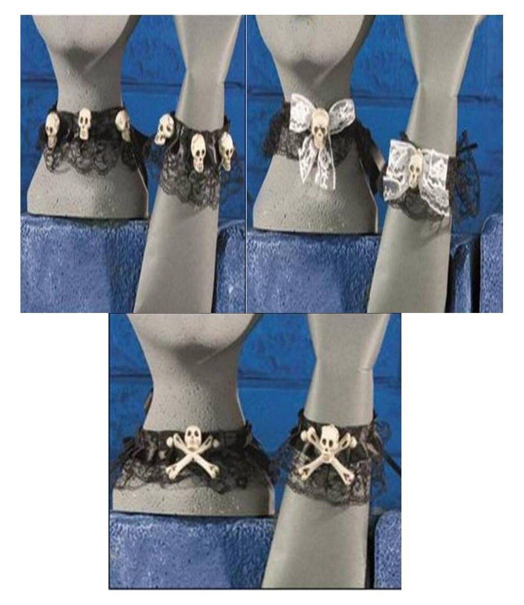 Gothic Horror Skull Designs Halloween Choker & Bracelet Costume Jewellery Set