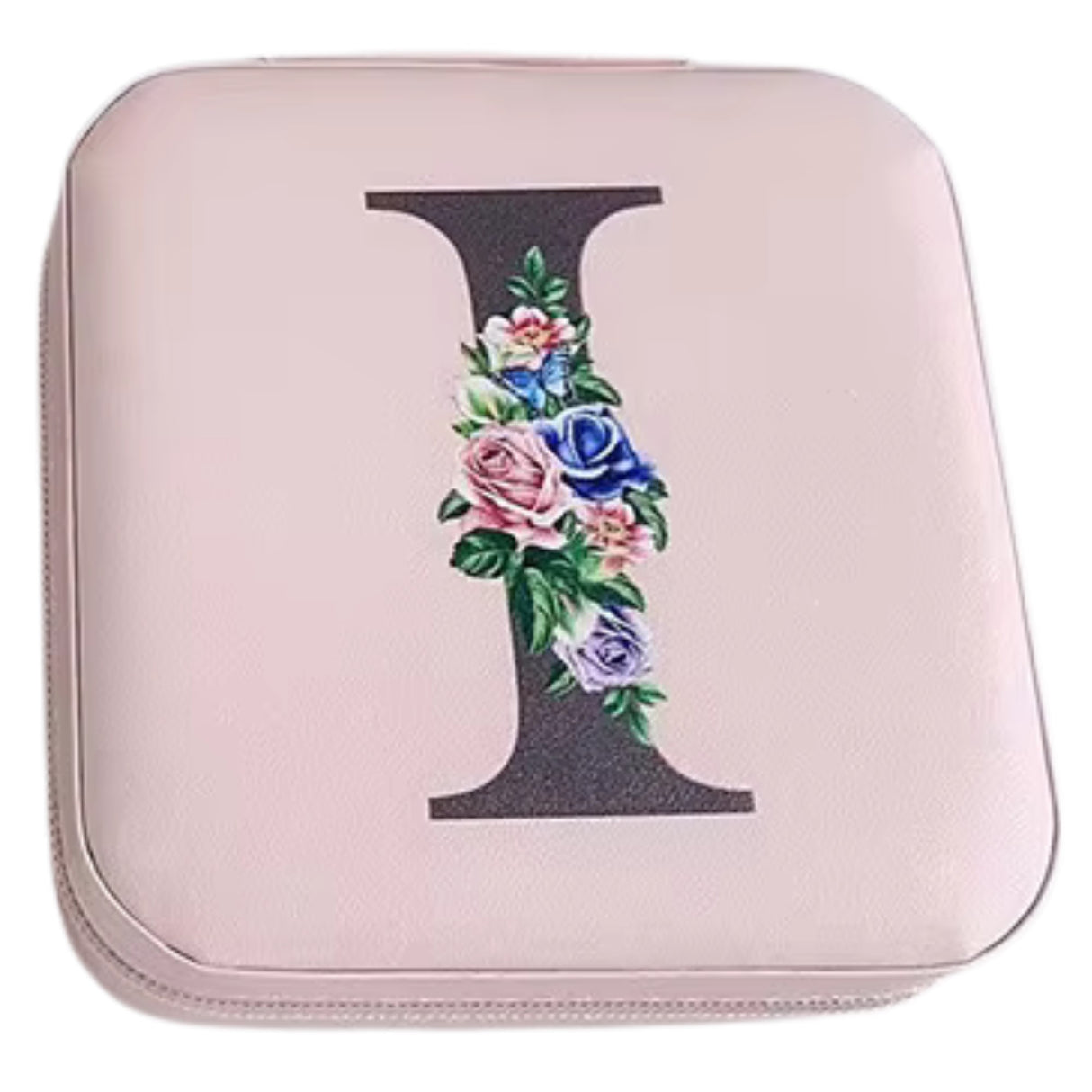 Krystina's Collection Pink Travel Jewellery Box with Floral Initial - Various Letters