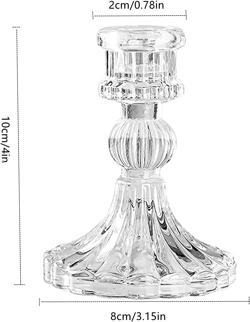 Woodside Home Living Vintage Style Glass Dinner Candle Holder Set of 4