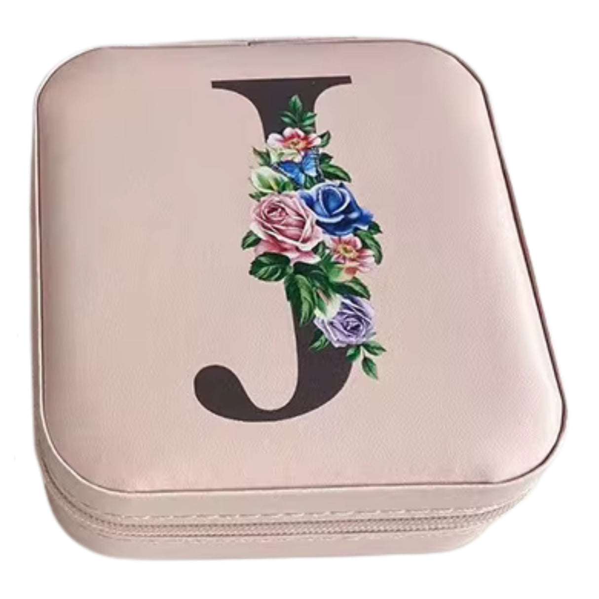 Krystina's Collection Pink Travel Jewellery Box with Floral Initial - Various Letters