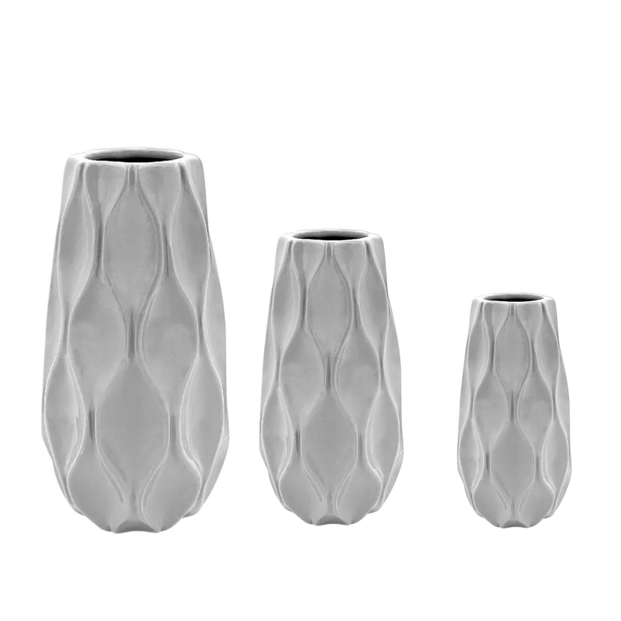 Ceramic Wave Vase - Grey - Modern Home Decor Various Sizes
