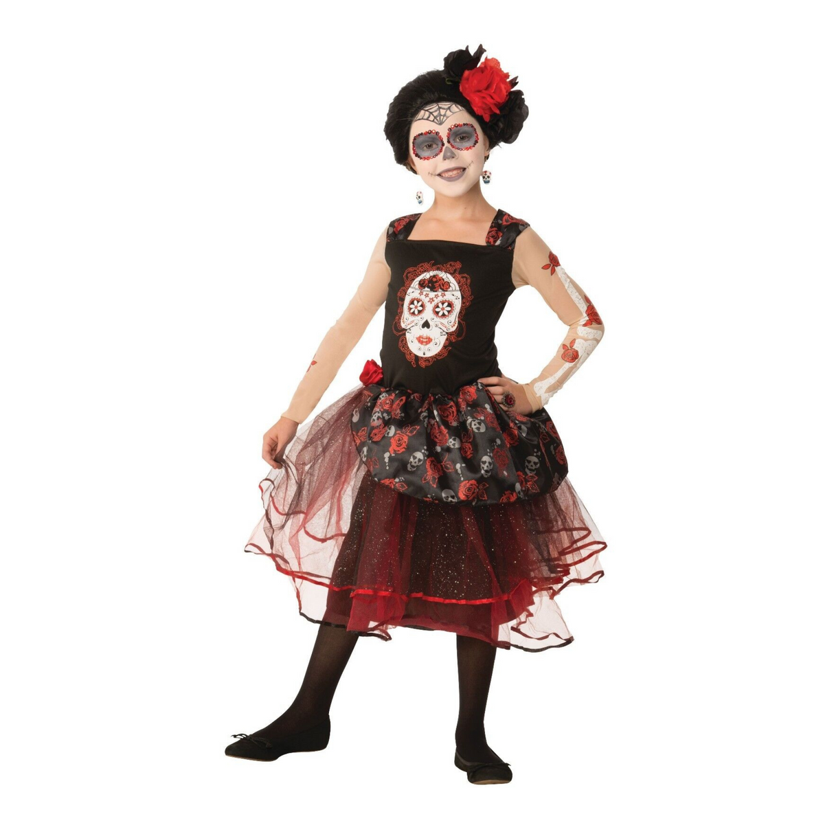 Childs Rose Senorita Day of the Dead Halloween Fancy Dress Costume Age 5 - 11