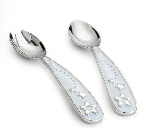 Silver Options Fork & Spoon Gift Set - Baby Boy