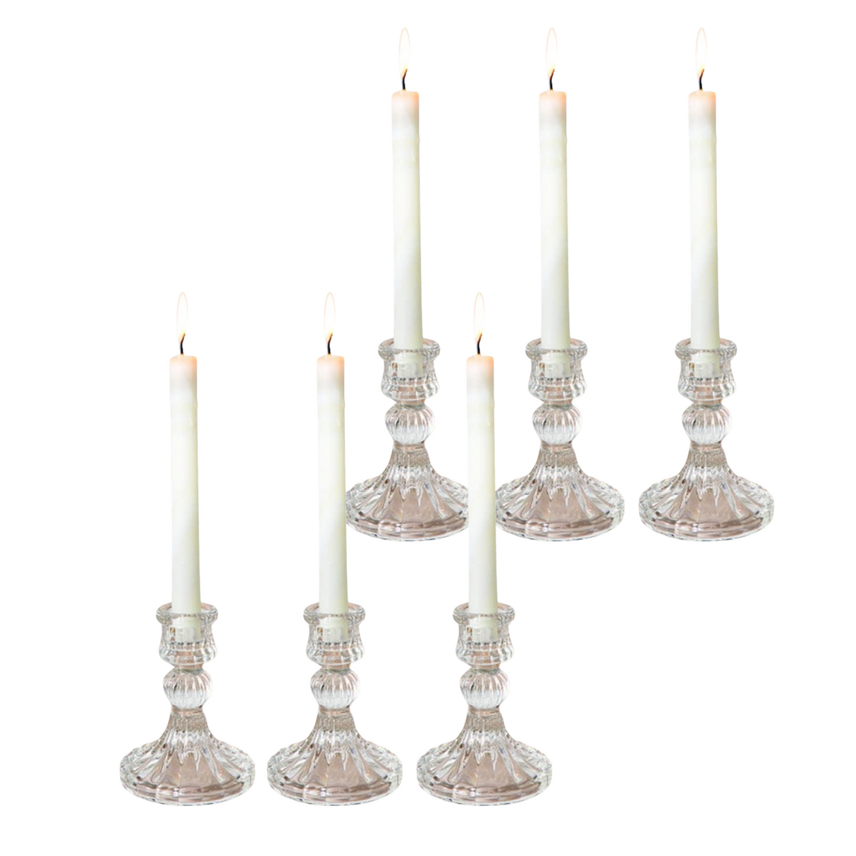 Woodside Home Living Vintage Style Glass Dinner Candle Holders set of 6
