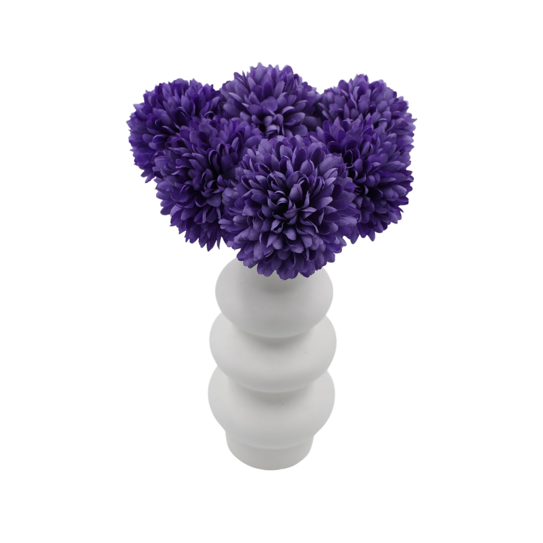 Woodside Home Living 6 Artificial Chrysanthemum Ball Flowers purple