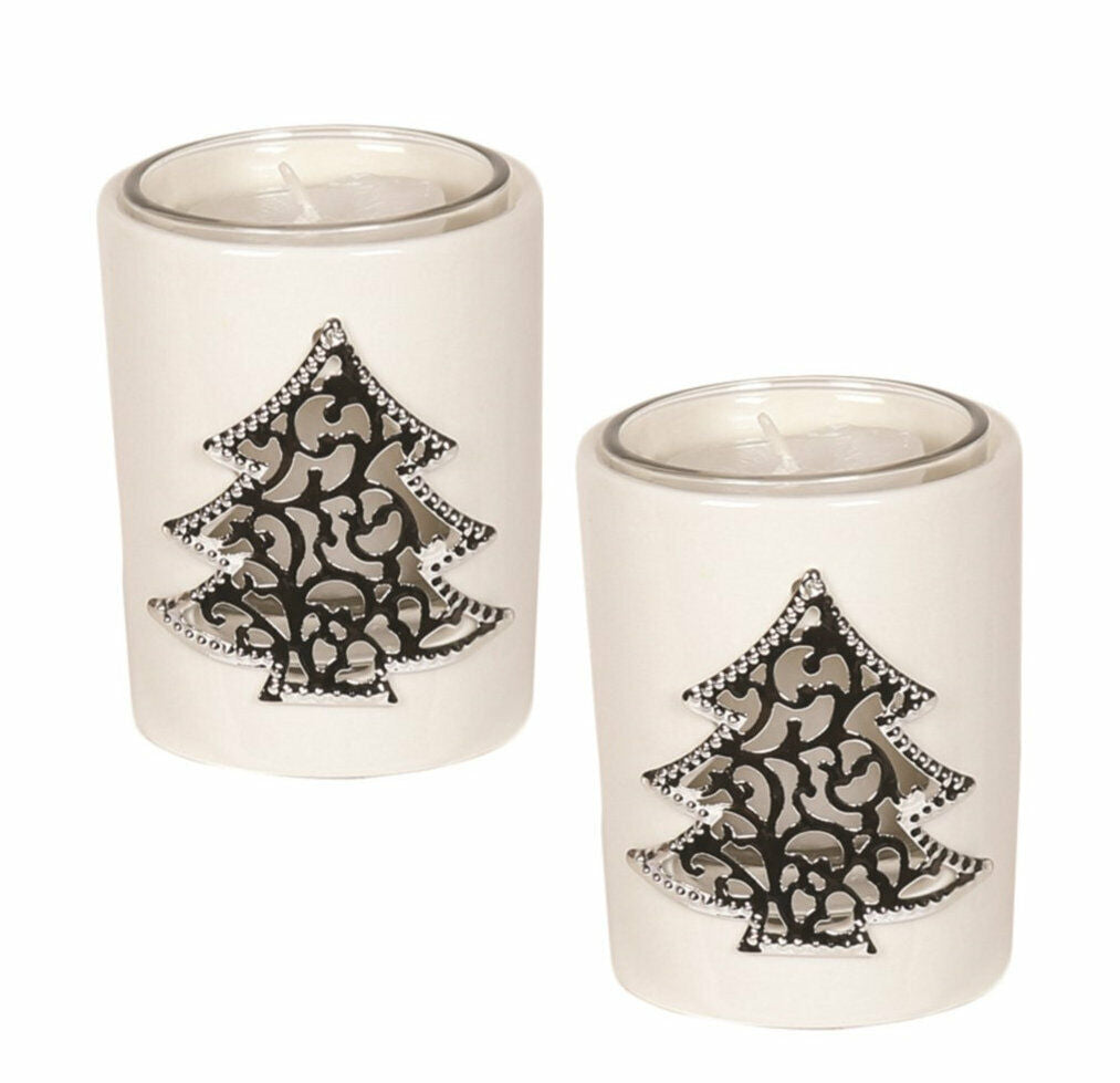 Aromatize Christmas Festive Votive or Tea Light Candle Holders (2) christmas tree