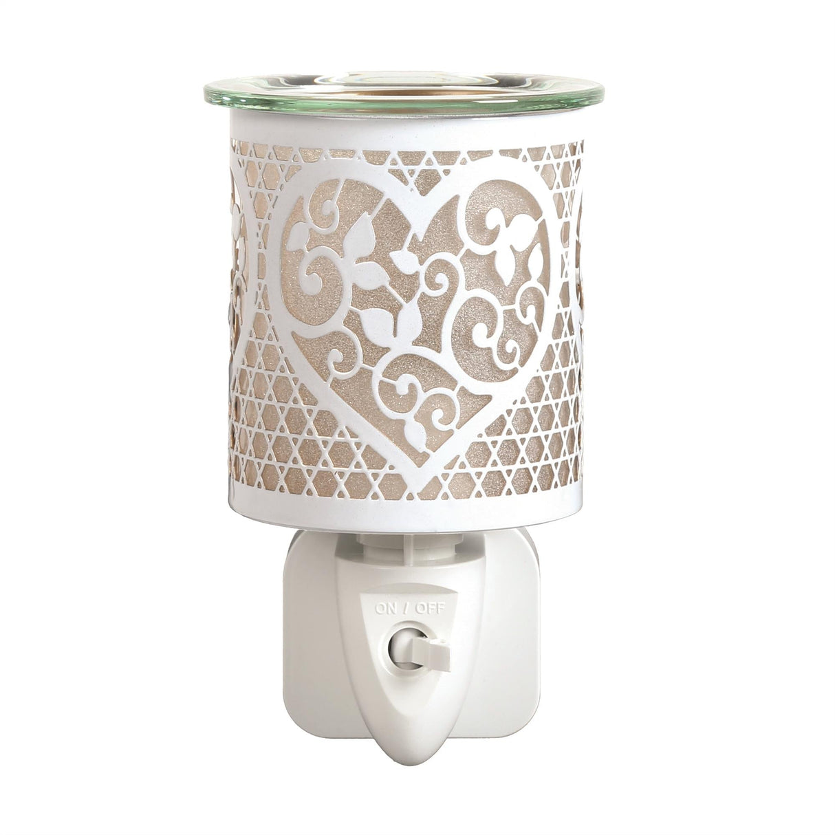 Aroma Electric Wax Melt Burner Plug In - White & Gold Heart