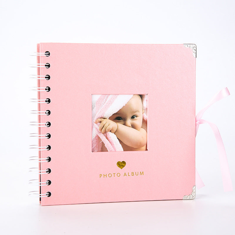 Woodside Home Living Metal Corner Scrap Book Style Photo Album 17cm x 17cm pink