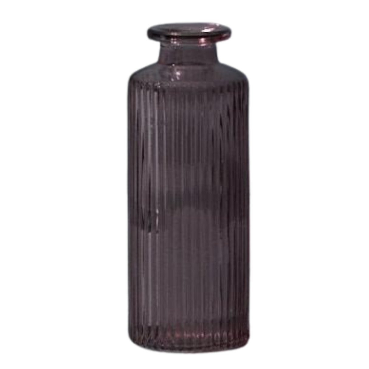 Satchville Ribbed Glass Bottle Vases 13cm - Amethyst