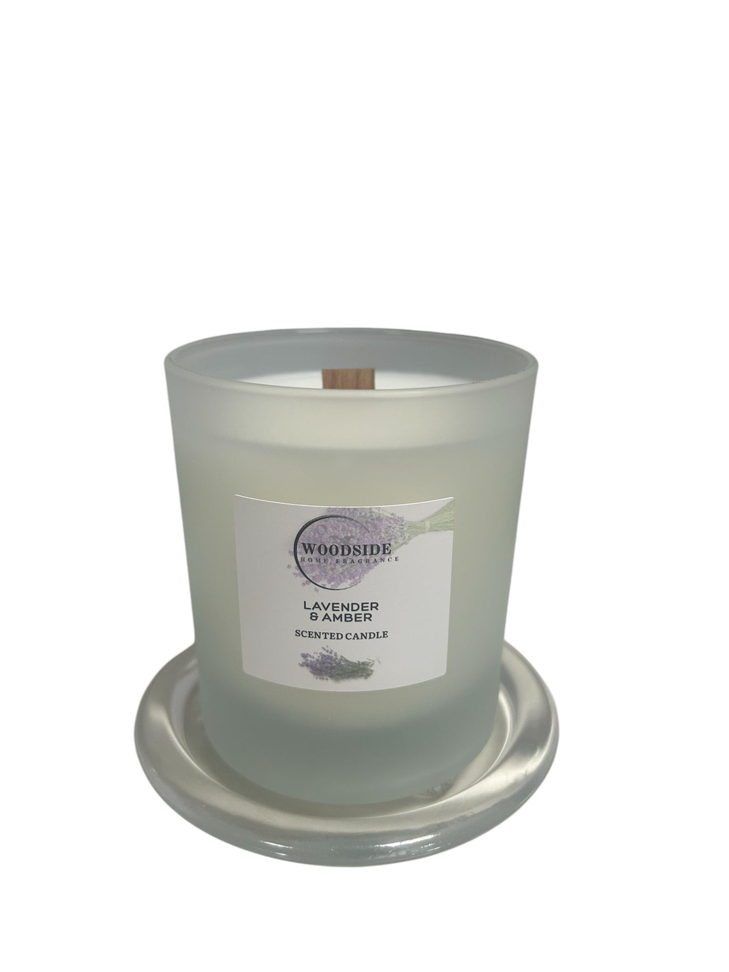Woodside Home Fragrance Wooden Wick Glass Scented Candle lavender and amber