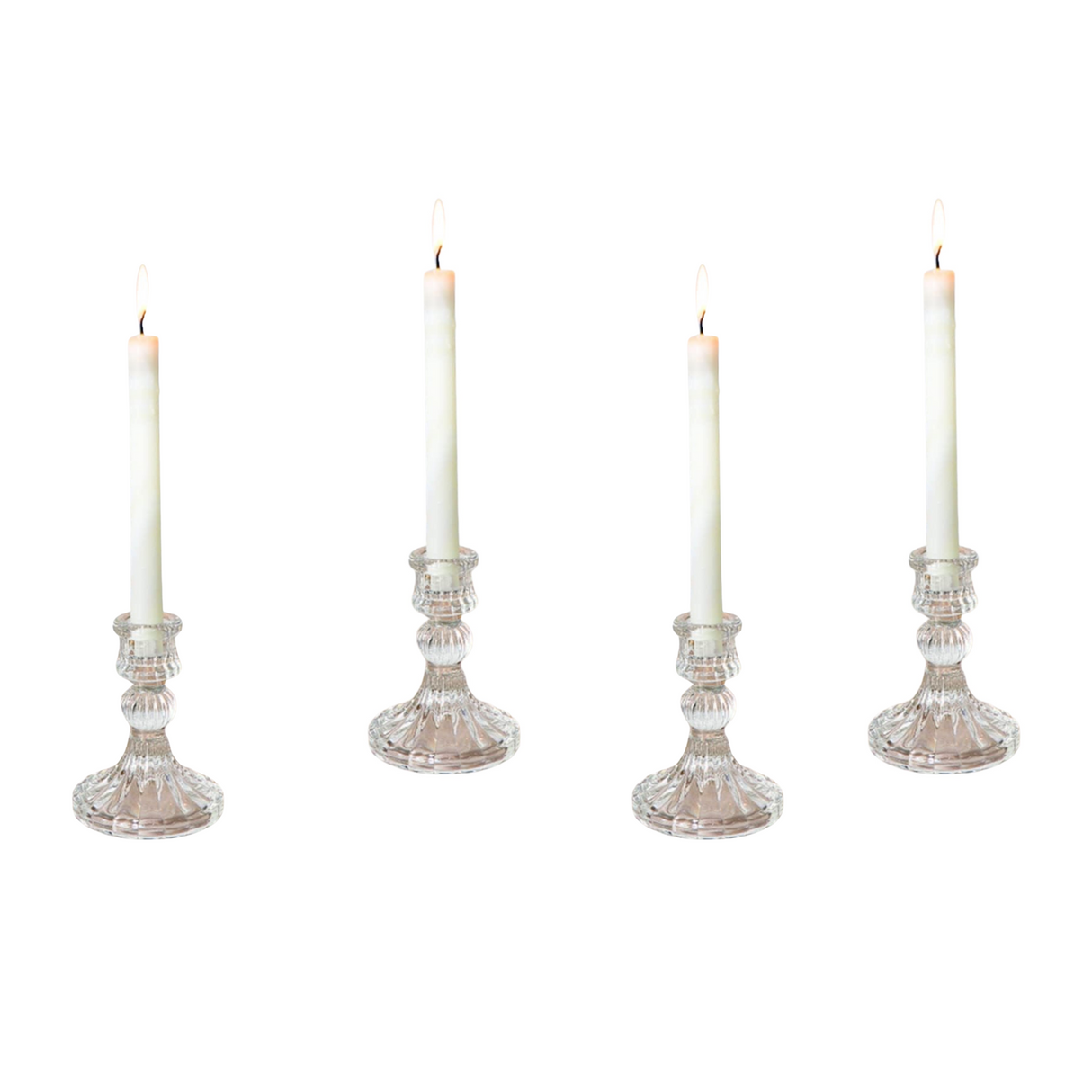Woodside Home Living Vintage Style Glass Dinner Candle Holders set of 4