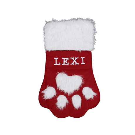 Woodside Home Living Pet Paw Christmas Stockings Personalised - red