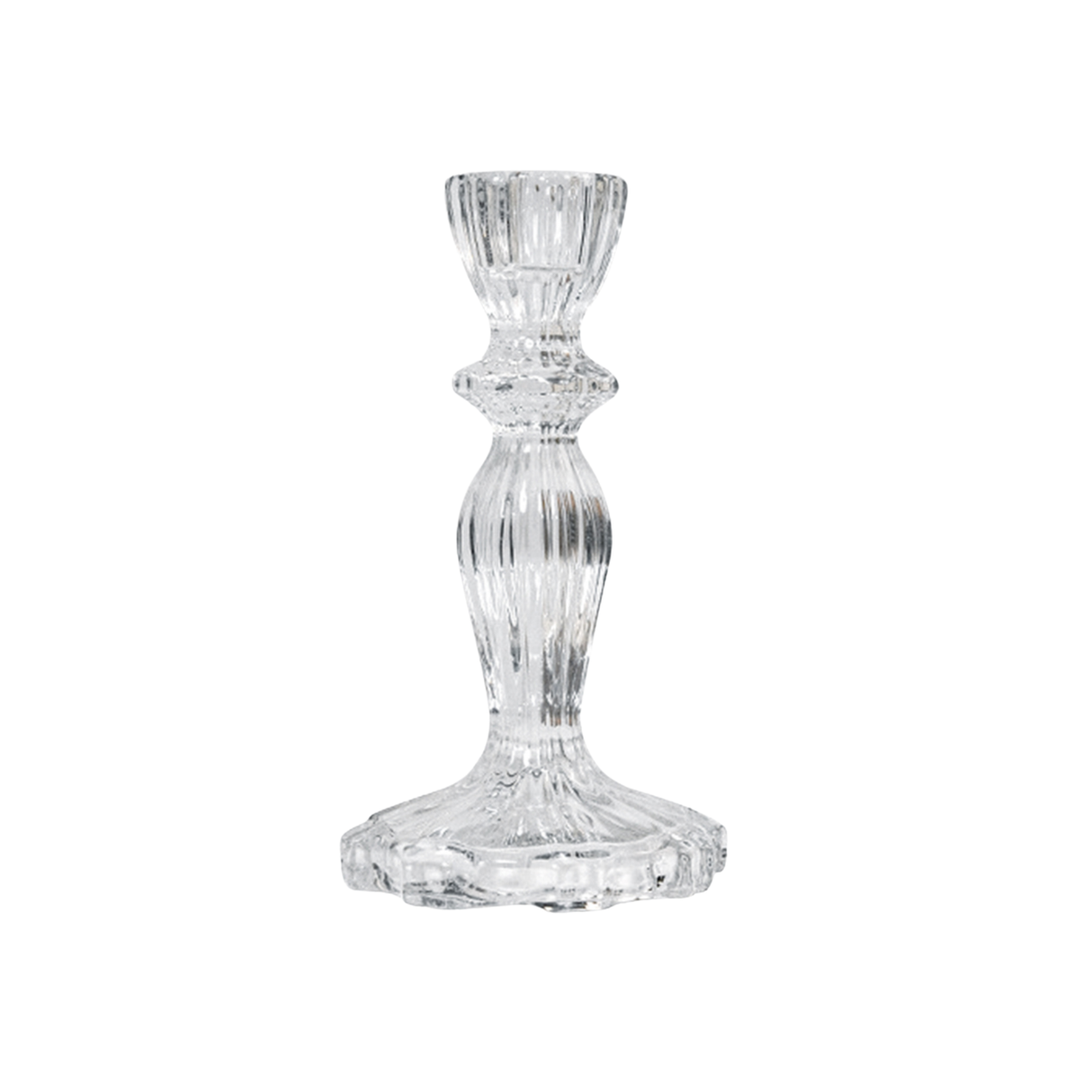 Glass Dinner Candle Holder Ribbed Design - Various Sizes