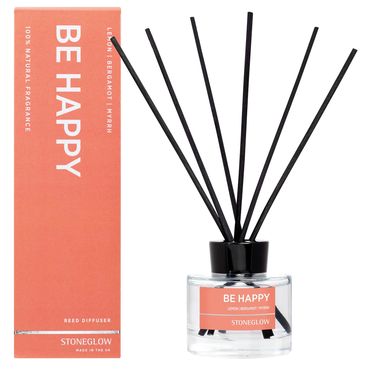 Stoneglow Candles Wellbeing Be Happy Reed Diffuser 140ml - Lemon Bergamot Myrrh