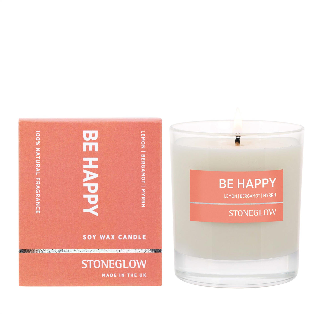 Stoneglow Candles Wellbeing Be Happy Tumbler Candle - Lemon Bergamot Myrrh
