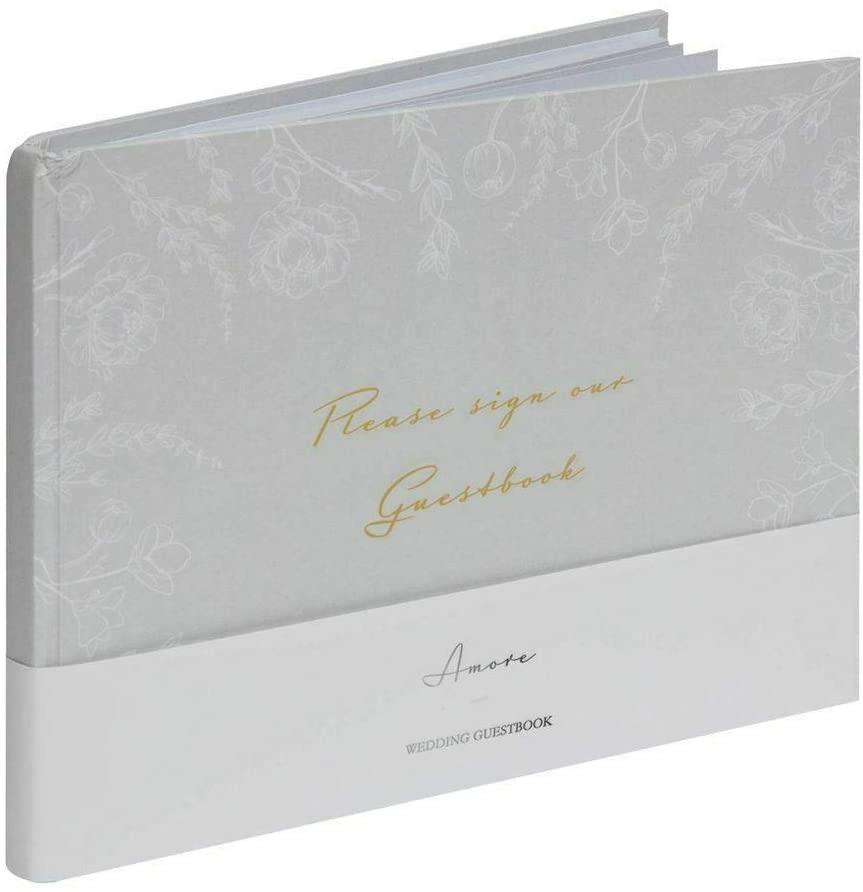Amore Grey Floral Wedding Guest Book - 40 Inner Pages