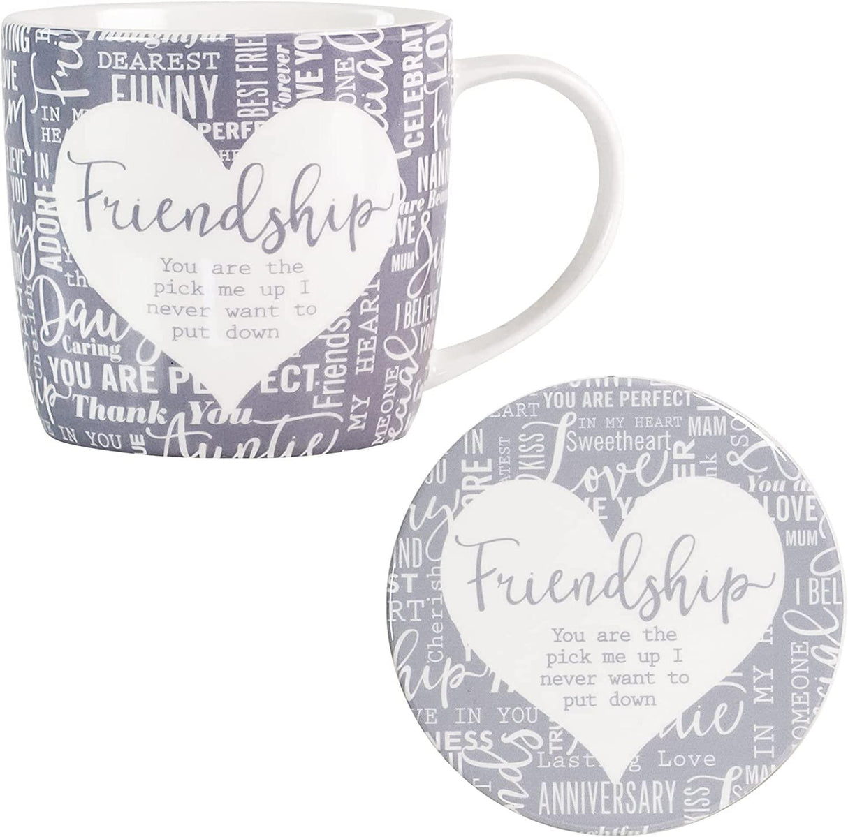 said with sentiment mug and coaster set friendship design
