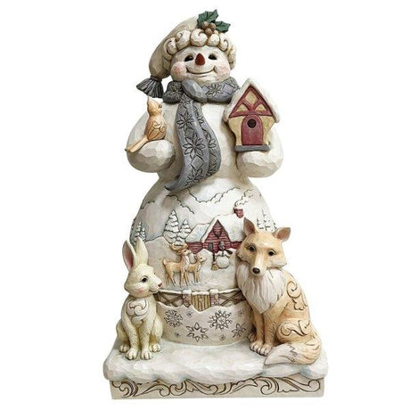 heartwood creek white woodland snowman statue figurine