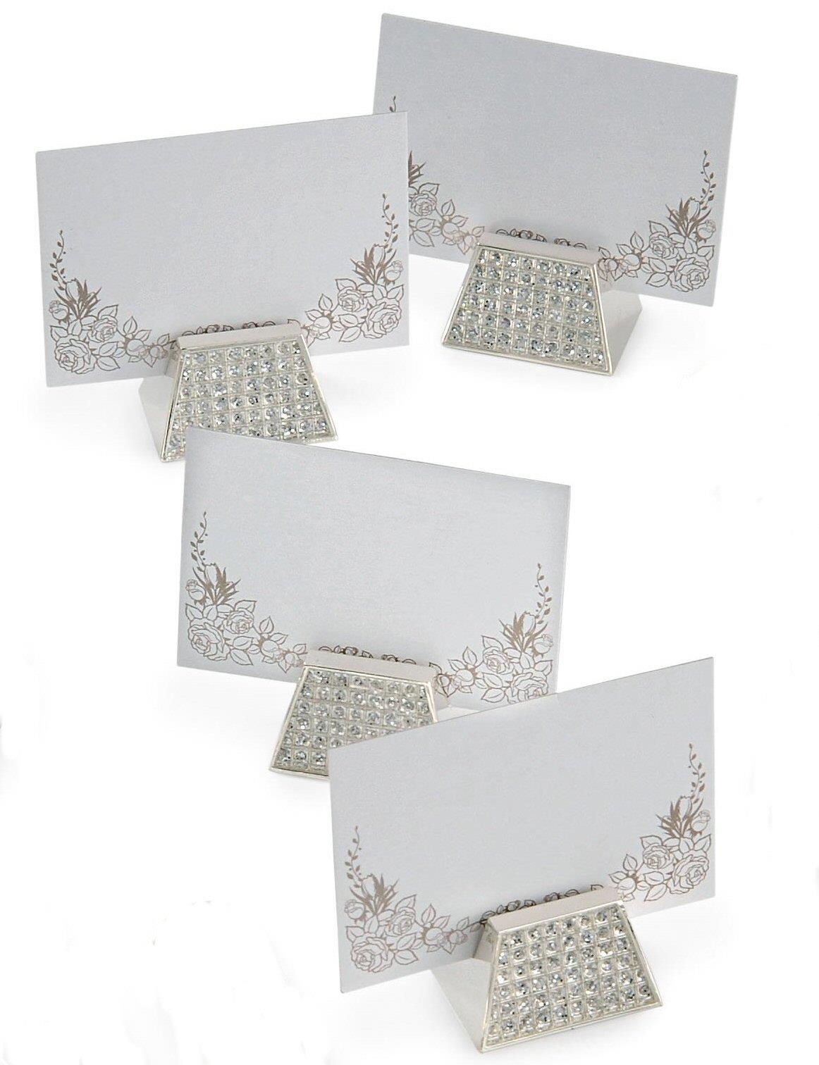 Silver Options Diamante Table Name Place Card Holders Set of 6