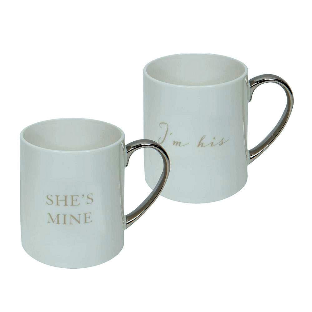 set of 2 mugs wedding gift x1 shes mine design x1 Im his design