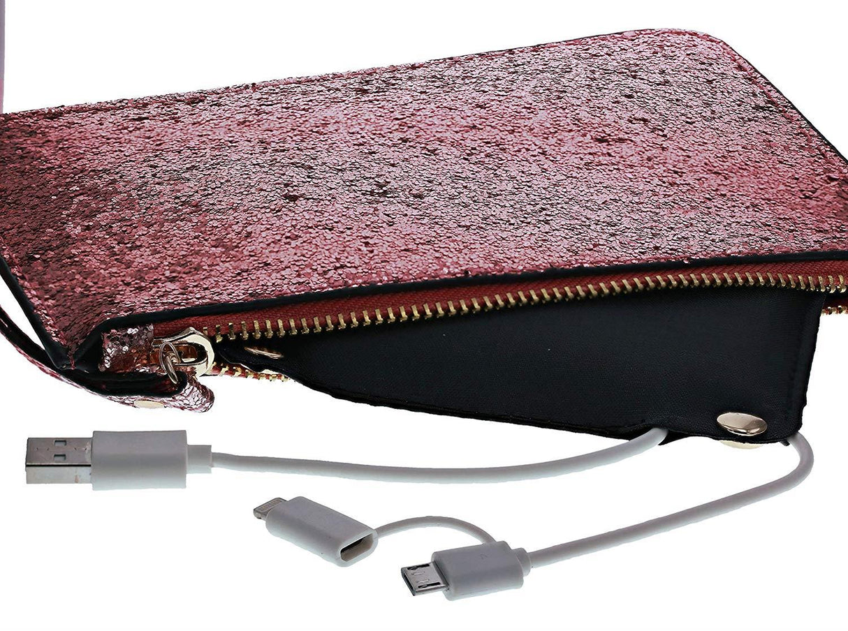 Rose Gold Glitter Bag Phone 2000mAh Powerbank