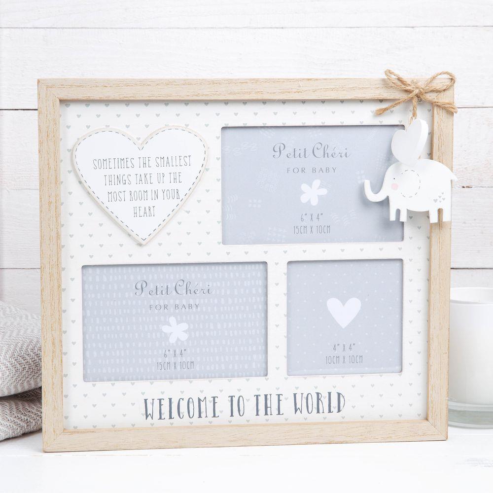 welcome to the world collage photo frame holds x3 photos 