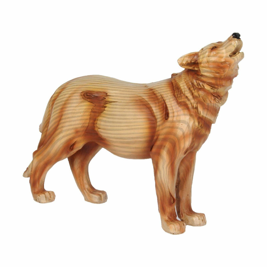 Wolf standing wooden affect figurine