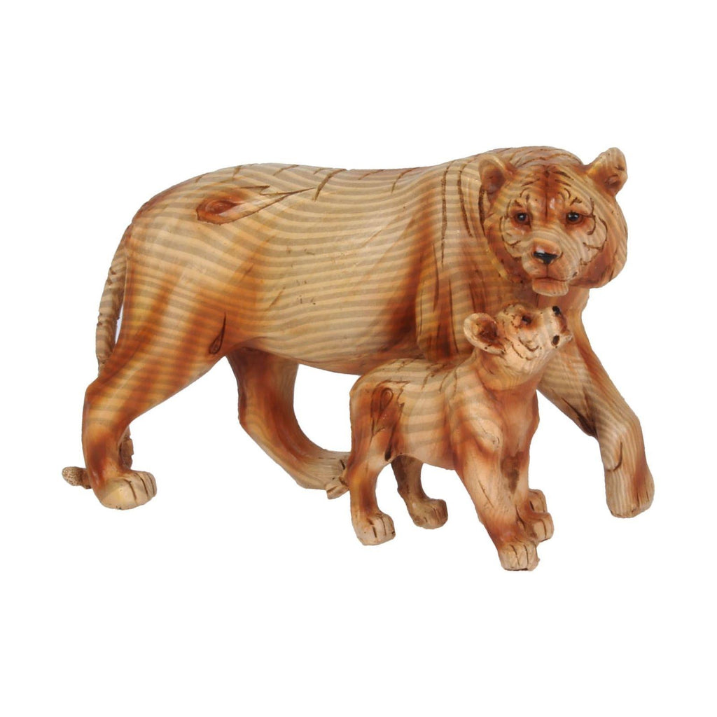 Tiger and Cub Figurine in a wood effect finish from the Naturecraft colletion