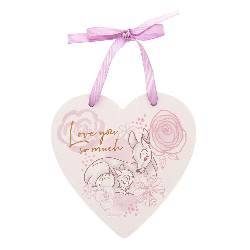 Disney ceramic heart showing Bambi with Mum sentiment I love you so muchj