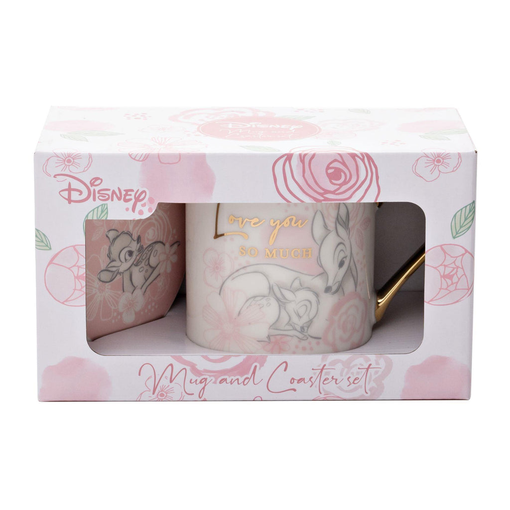 Mother & Baby Bambi & Mum Mug & Coaster Gift set in gift box with illustrated design