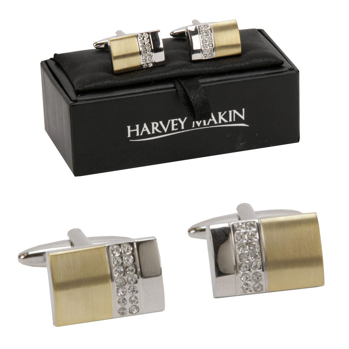 Harvey Makin Gold & Silver Cufflinks with Diamantes