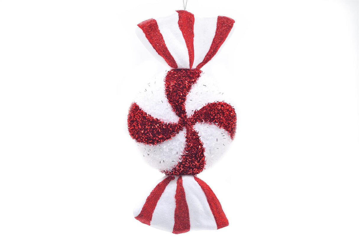 Christmas Tree Hanging Decoration - Red & White Striped Candy Sweet
