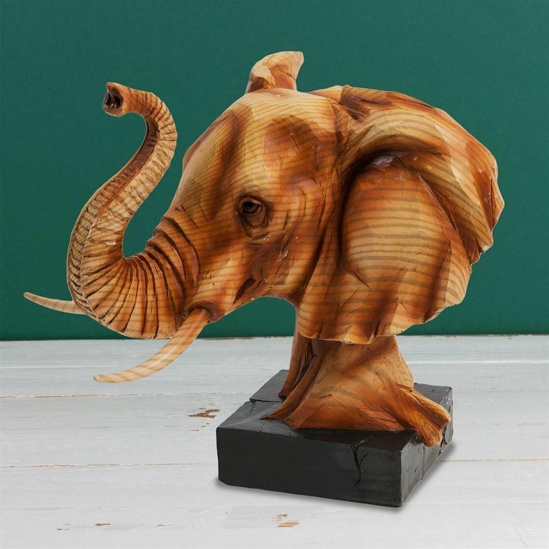Naturecraft Wood Effect Resin Figurine - Elephant Head
